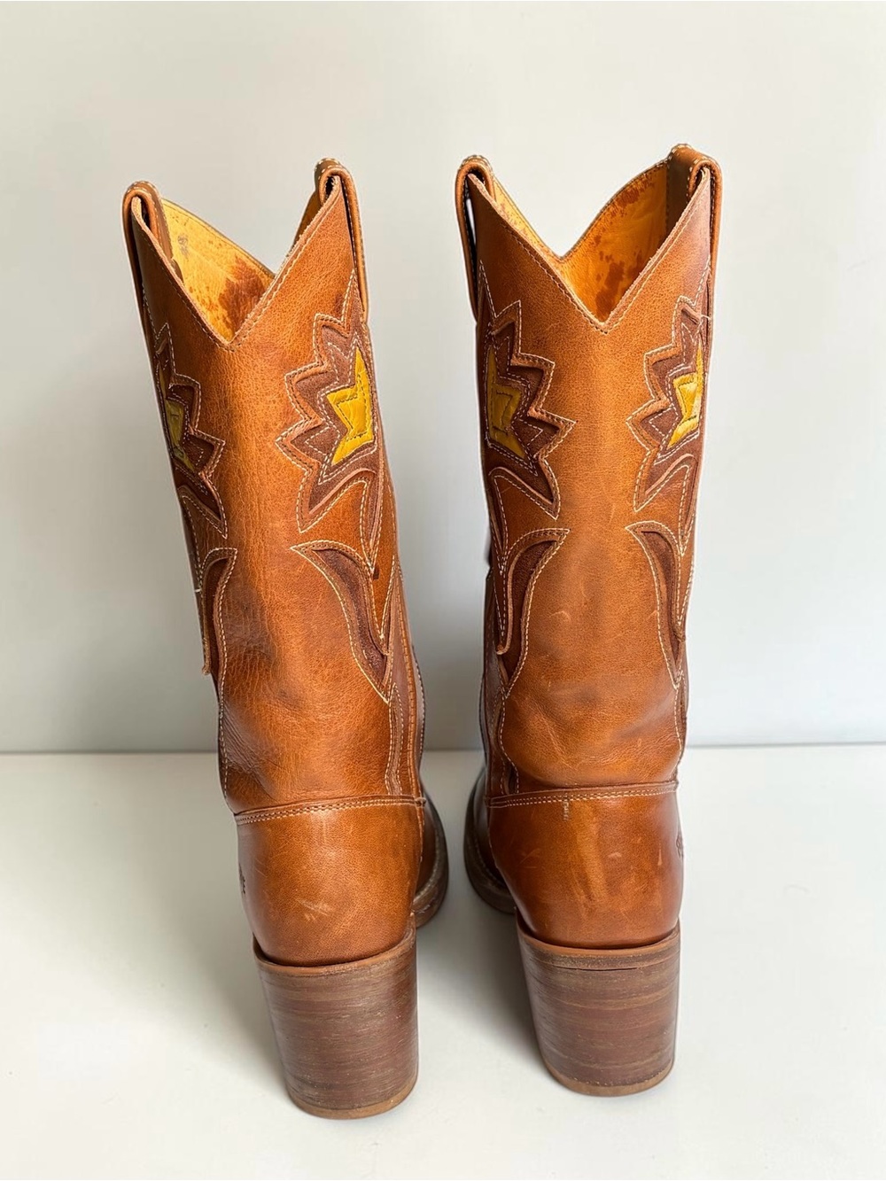 VTG Frye Sabrina Floral Inlay Campus Leather Boots 5.5 Boho Western - Picture 3 of 13